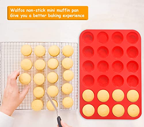Silicone Muffin Pan Set (2 Pcs: 12 Cups, Regular + 24 Cups, Mini)