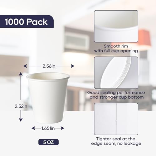 1000 pack 5 oz Paper Cups (5oz-white)