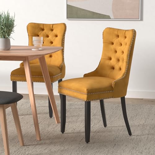 Gold Velvet Dining Chairs Set of 2 (Glod)