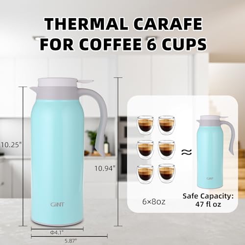 51 Oz Stainless Steel Thermal Coffee Carafe (Blue / 50.7 Ounces)