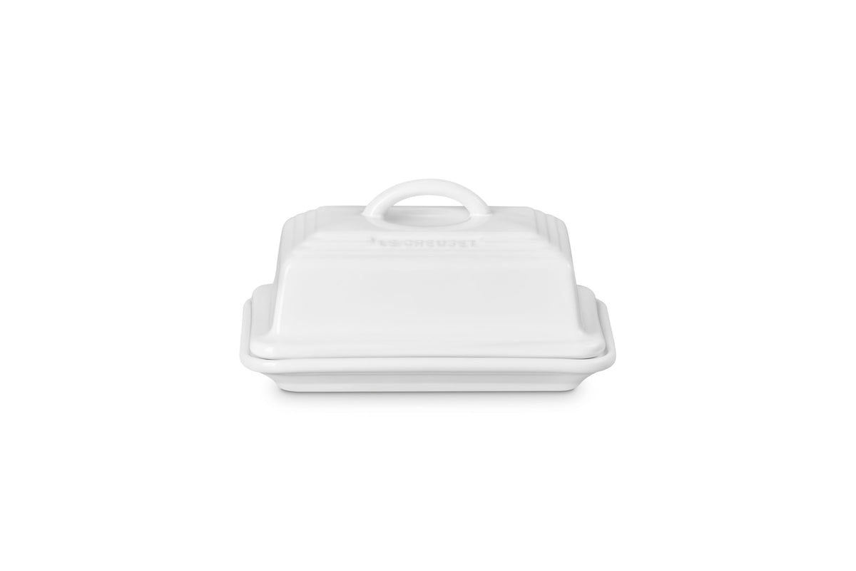 Stoneware European Butter Dish (White)