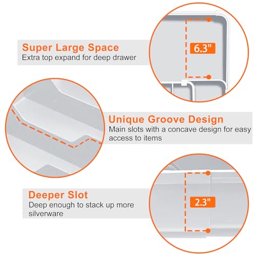 Adjustable Silverware Drawer Organizer (Grey / M(9.5-15.2"W x 12.6-19"D))