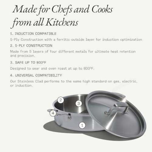 Cookware 6 Quart Stainless Steel Rondeau Pot w (6 Quarts)