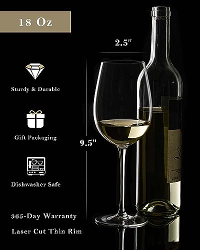 Hand Blown Italian Style Crystal White or Red Wine Glasses (4 Count)