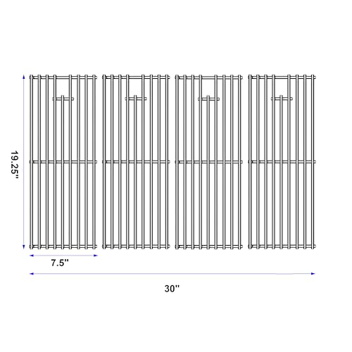 Stainless Steel Cooking Grill Grates Replacement for 16517 Bull BBQ Angus (19.25"D x 30"W)