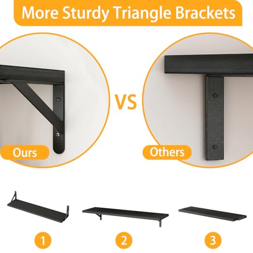 23.6in Floating Shelves for Wall Home Decor (Black / 23.6 x 6.1 x 0.59 inches)