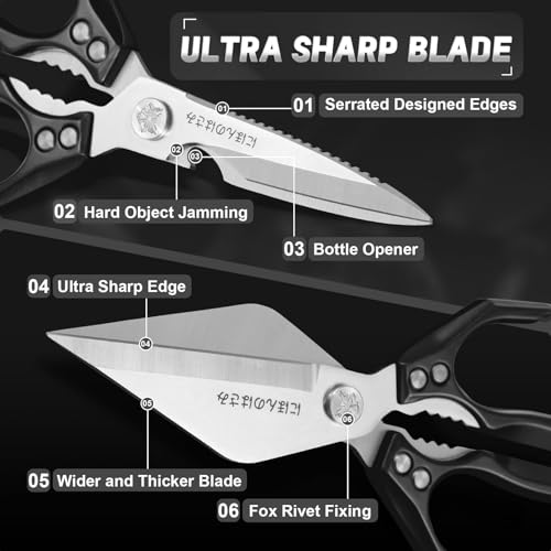 Heavy Duty Poultry Shears Set for Chicken (Black)