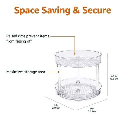 Lazy Susan Turntable Organizer for Spices and Condiments (9" Diameter, 2 Tier)