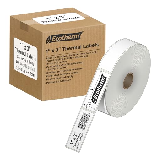 1" x 3" Thermal Labels (1 x 3 White - 5040 Labels)