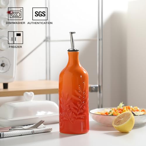 Sweejar Ceramic Olive Oil Dispenser Bottle (Gradient Orange / 20 oz, Set of 1)