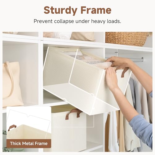45L Closet Storage Bins (Beige（Texture） / 19" L x 13 ¼" W x 11" H)
