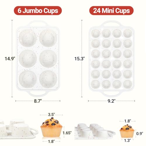 Silicone Muffin Pans for Baking (Creamy Confetti / Jumbo & Mini)