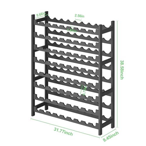 Wine Rack Freestanding Floor (Black Finish 8-tier Without Glass Holder)