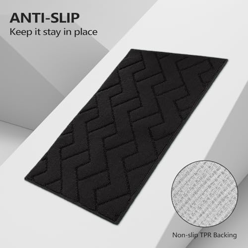 Kitchen Runner Rug (Black / 24"x71"+24"x35")