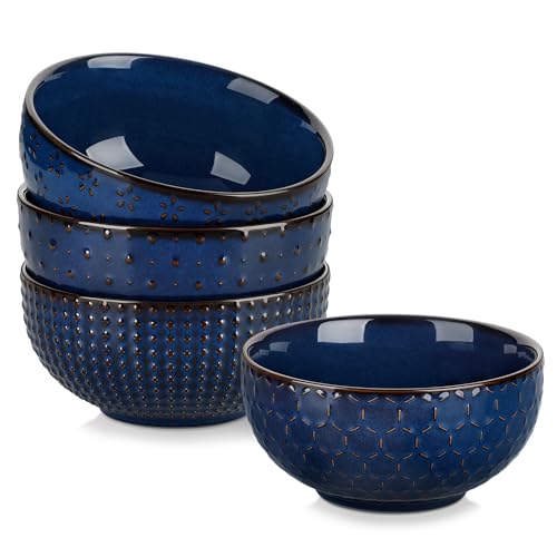 Cereal Bowls 30 Ounce Ceramic Blue Soup Bowl for Kitchen (30 OZ / Dark Blue)