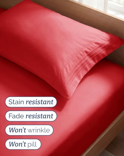 Twin Size 3 Piece Sheet Set (27 - Red / Twin)