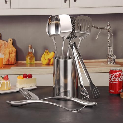 18 10 Stainless Steel Kitchen Utensils Set with Holder for Countertop (12-Pieces)