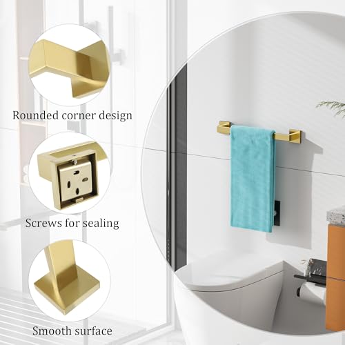 Gold Towel Bar Towel Racks for Bathroom Wall Mount 16 Inch (Single 16 Inch / Golden)