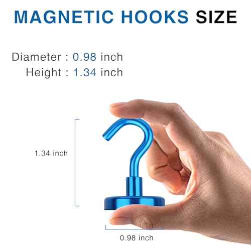 Magnetic Hooks Magnet Hook for Cruise Cabins 85LBS Essentials 6P (Blue / 0.98in)