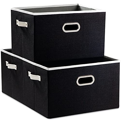 Larger Collapsible Storage Bins for Closet [3 (Black / Jumbo(3-Pack))
