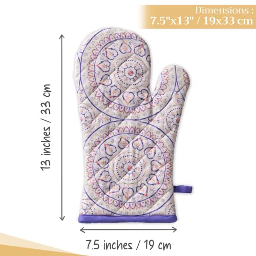 Maison d'Hermine Oven Gloves 100% Cotton Oven Mitt (090 - Mandala / 7.5" x 13" (Oven Mitt))