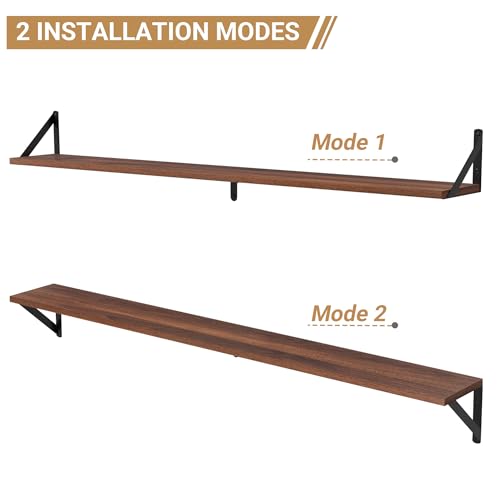 48 Inch Large Wall Bookshelves Set of 3 (Walnut / 47.24"W x 5.9"D x 5.4"H,Set of 3)