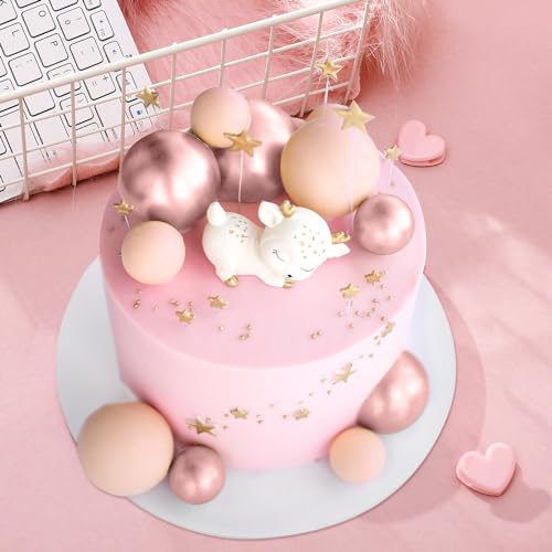48 Pcs Balls Cake Topper Decorations Balloon Cupcake Toppers Foam Cake Topper Balls for Birthday Party Wedding Cake Deco (48 Count)