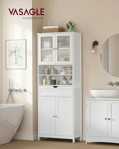 Storage Cabinet (4 Doors + 2 Open Compartments / 11.8"D x 23.6"W x 69.9"H)