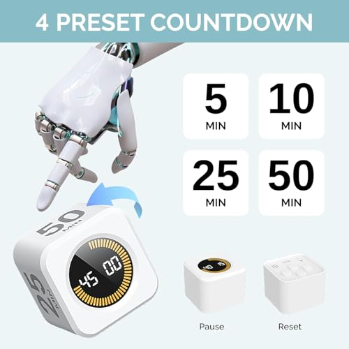 Pomodoro Cube Timer Productivity Visual Timer (Black & White)