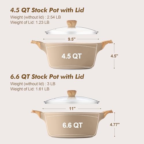 Ceramic Nonstick Pot (4.5 + 6.6 Quarts / Ceramic Taupe)