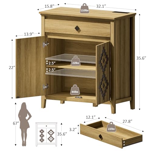 32'' Buffet Cabinet with Storage (Oak)