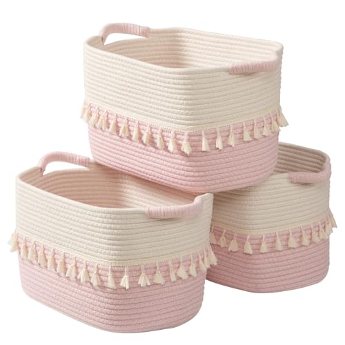 Storage Baskets 3 Packs (White & Pink / 3 Pack)