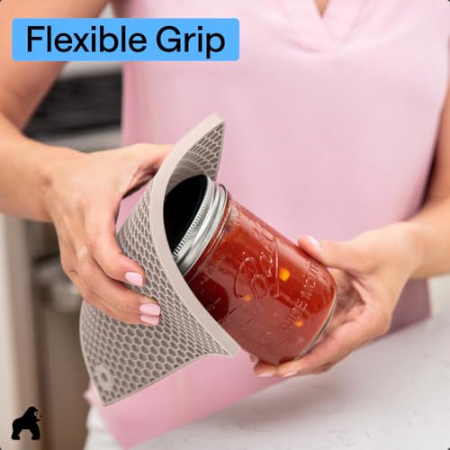 BPA Free Silicone Oven Mitts and Pot Holders Set (Almond / 12.5" Oven Mitts + 7" Trivets)