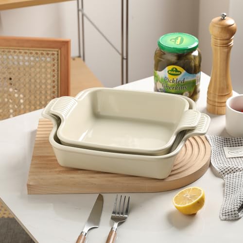 Sweejar Ceramic Baking Dish (Beige / Square 9IN)