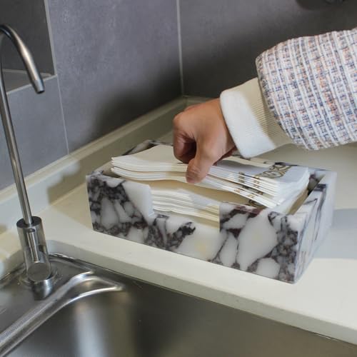 Natural Calacatta Viola Marble Napkin Holder 9.8"x4.9"x2.8" (9.8" × 4.9" × 2.8" - Guest Towel Calacatta)