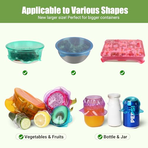 Silicone Stretch Lids for Food Storage in Fridge (8 Pcs Colorful)
