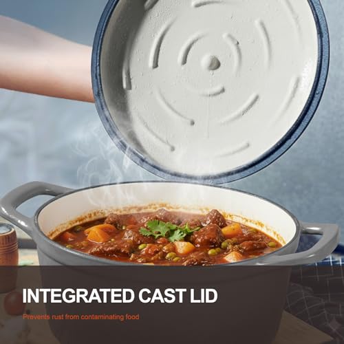 Enameled Cast Iron Dutch Oven (5.5 Quart / Grey)