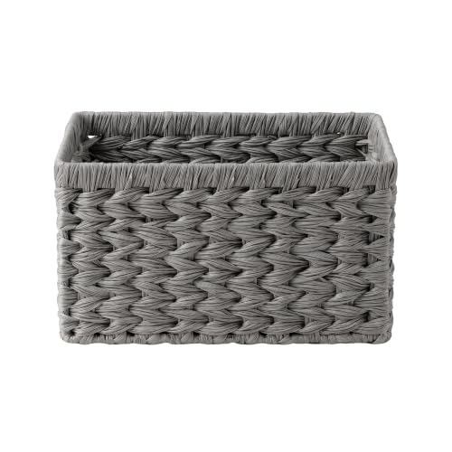 Wicker Storage Baskets for Organizing (Gray / 13"L x 8¼"W x 7"H)