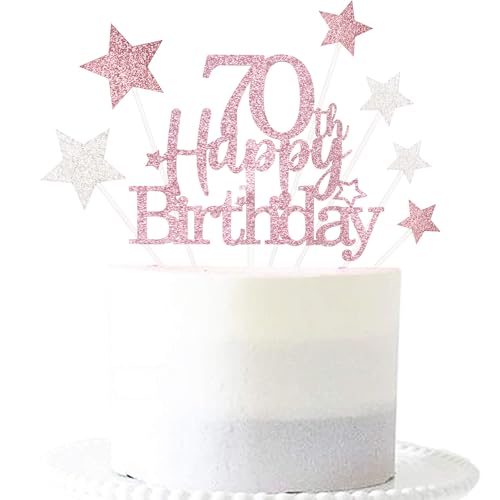 Rose Gold 70th Birthday Cake Topper (7 Count)