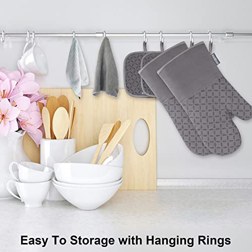 Oven Mitts and Pot Holders 6pcs Set (Gray)