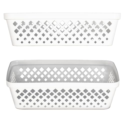 Plastic Storage Basket Set (White / Medium)