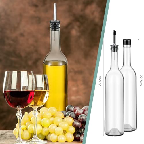 5 Pcs Long Neck Glass Bottles with Pourers for Bar Wine Syrup