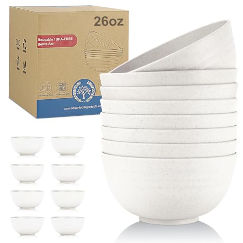 Wheat Straw Bowls Set of 8 (26 oz / White)