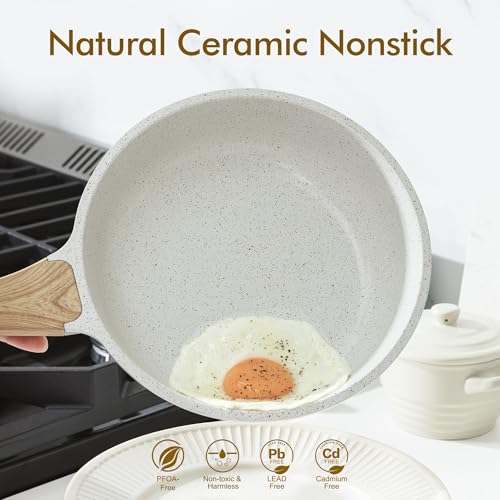 Nonstick Ceramic Frying Pan Skillet (8 Inch / White)