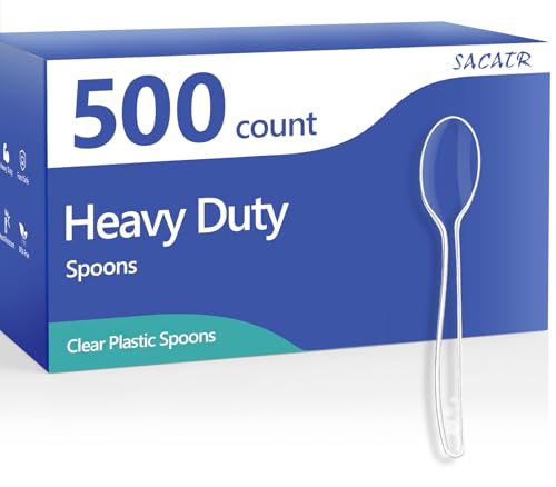 500 Count Clear Plastic Spoons Heavy Duty (Clear)