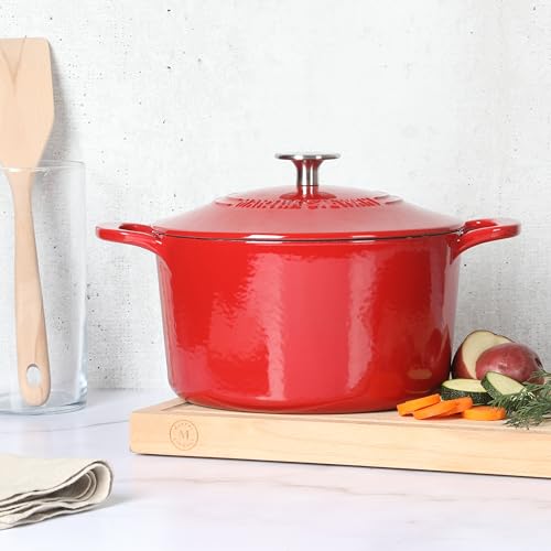 Gatwick 4 Quart Enamel Cast Iron Dutch Oven (Red / 4-Quart)