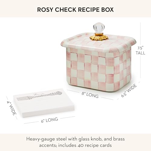 Enamel Recipe Box (Rosy Check)