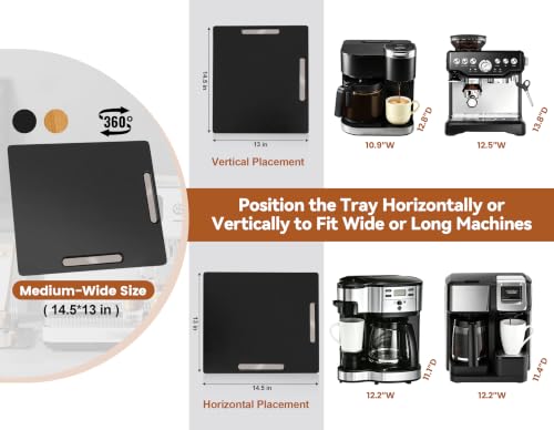 Appliance Slider for Kitchen Appliances 360° Rolling Sliding Tray for Coffee Maker Countertop (Medium (14.5" x 13") / Black)