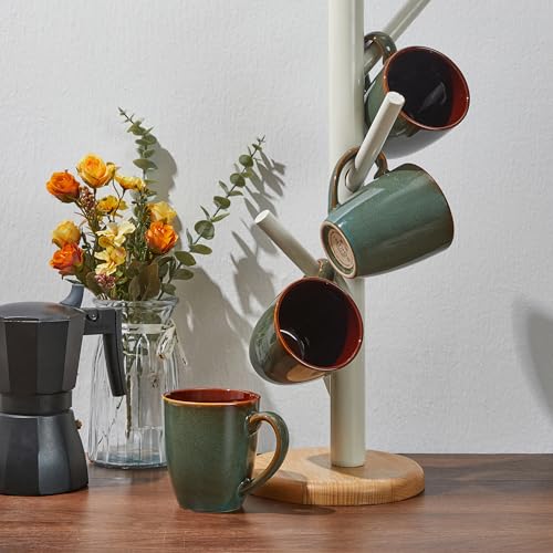 Coffee Mug 14oz (Brown Green / 4 Count (Pack of 1))