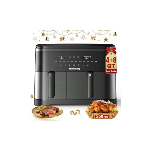 12QT Dual Air Fryer with 2 Baskets (4+8 Quart)